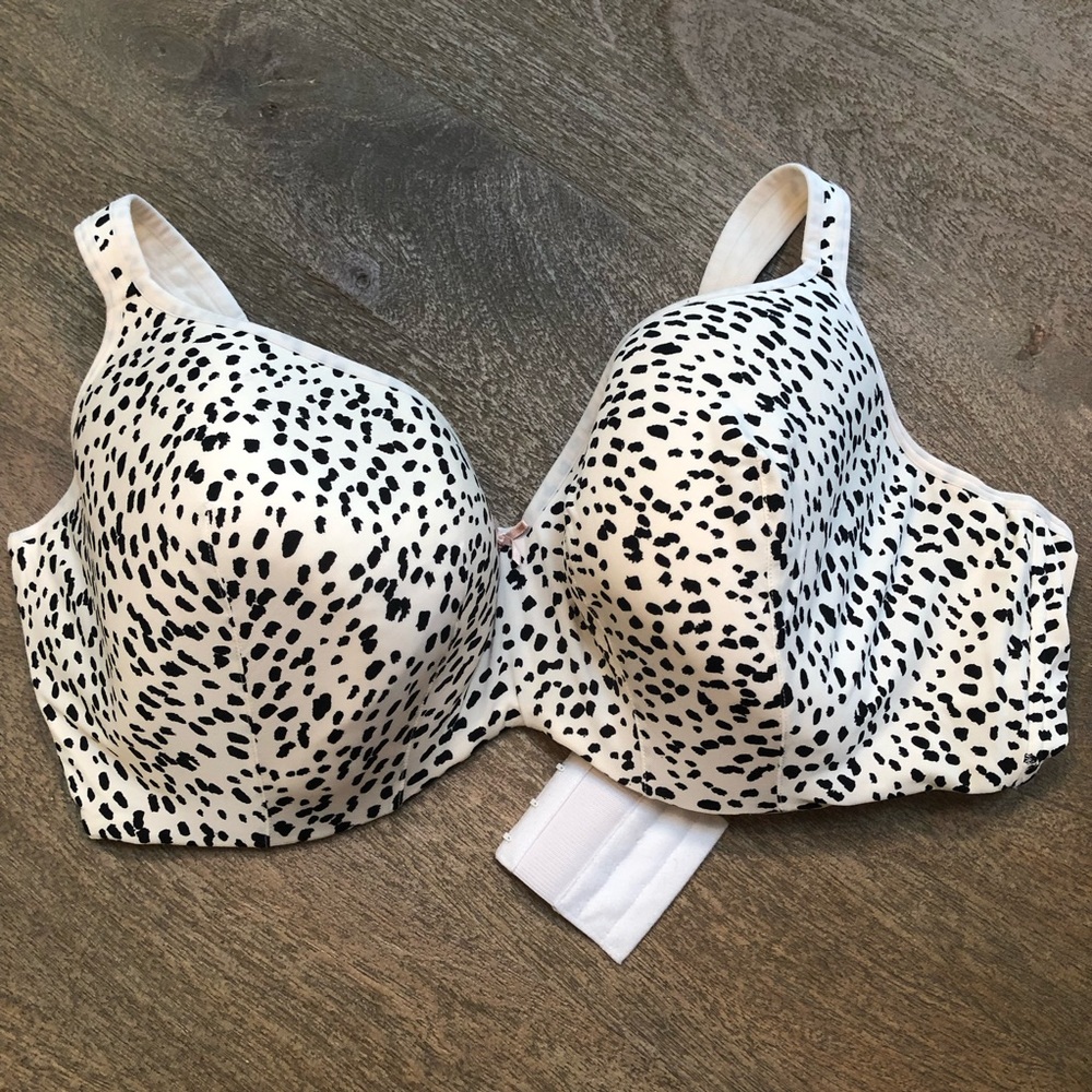 CACIQUE Bra Black & Off White Animal Print  46DDD